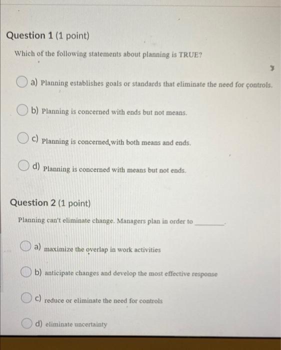Solved Question 1 (1 point) Which of the following