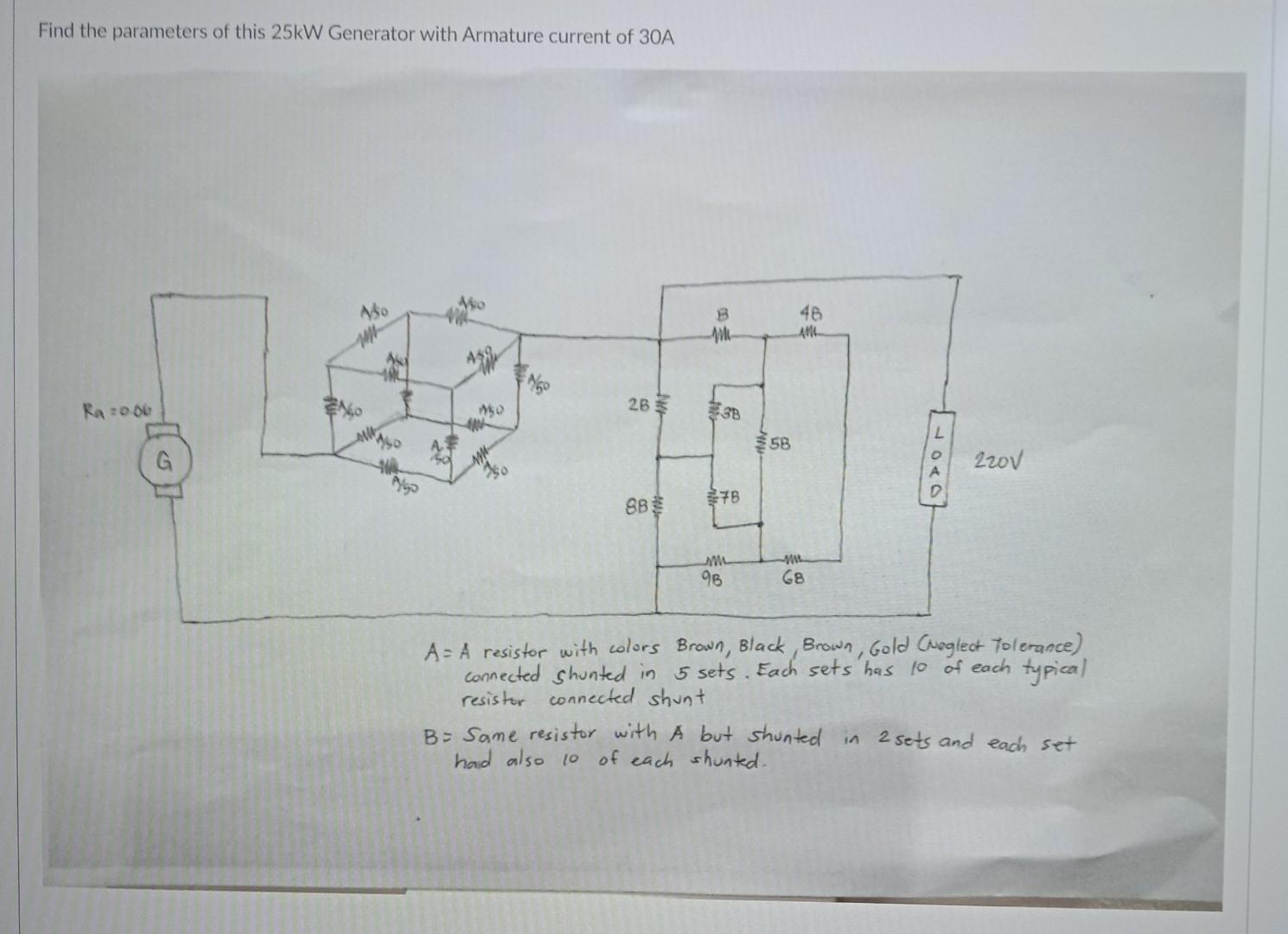 Solved Find the parameters of this 25kW generator with | Chegg.com