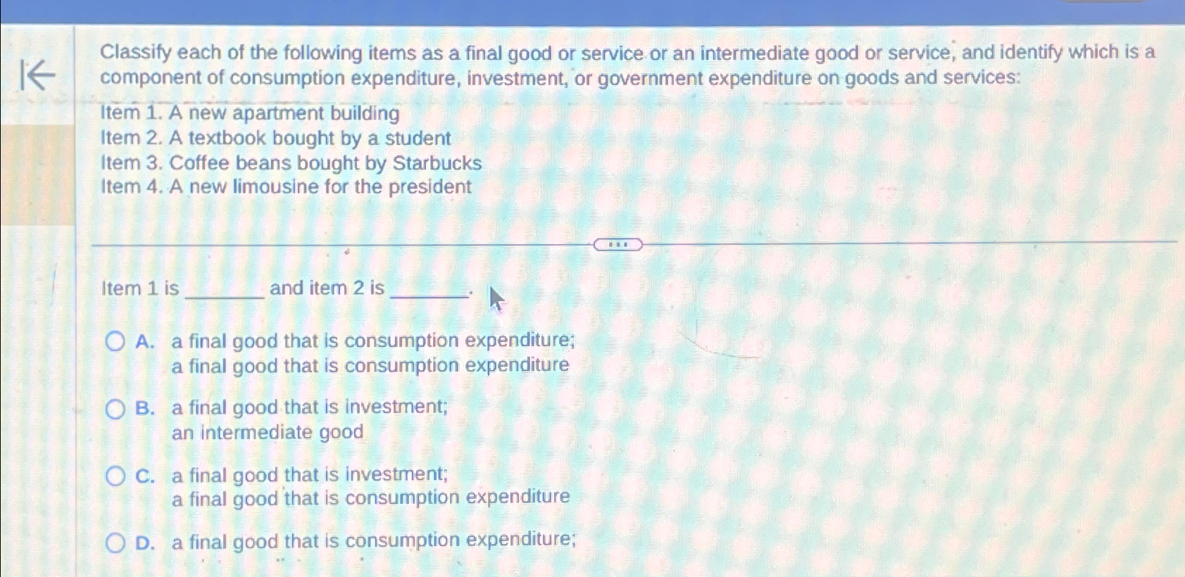 Solved classify each of the following items as a final good chegg