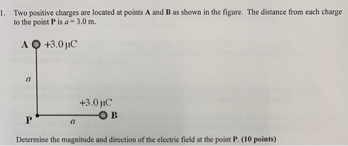 Solved 1. Two positive charges are located at points A and B | Chegg.com