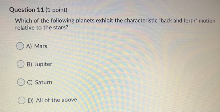 Solved Question 11 (1 point) Which of the following planets | Chegg.com