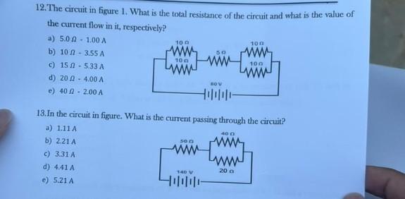 Solved 12.The circuit in figure 1. What is the total | Chegg.com