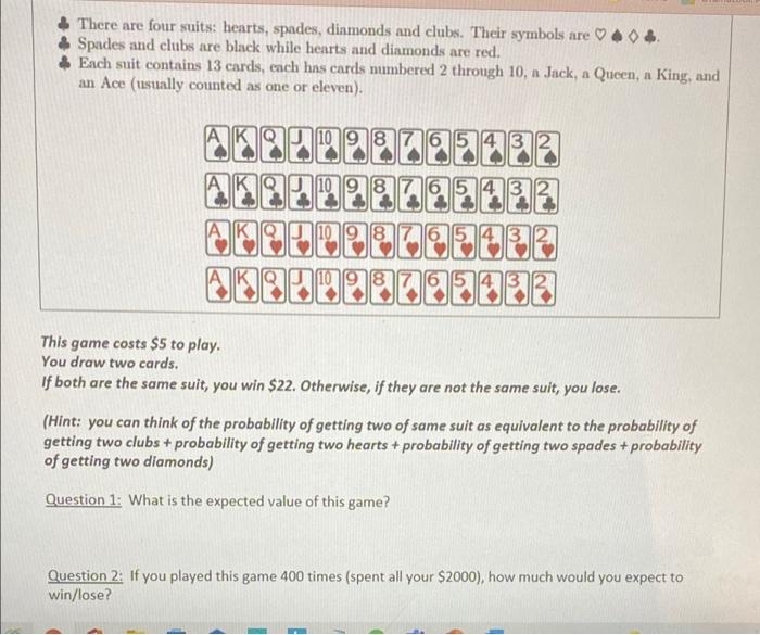 Solved A standard deck of 52 playing cards is commonly used | Chegg.com
