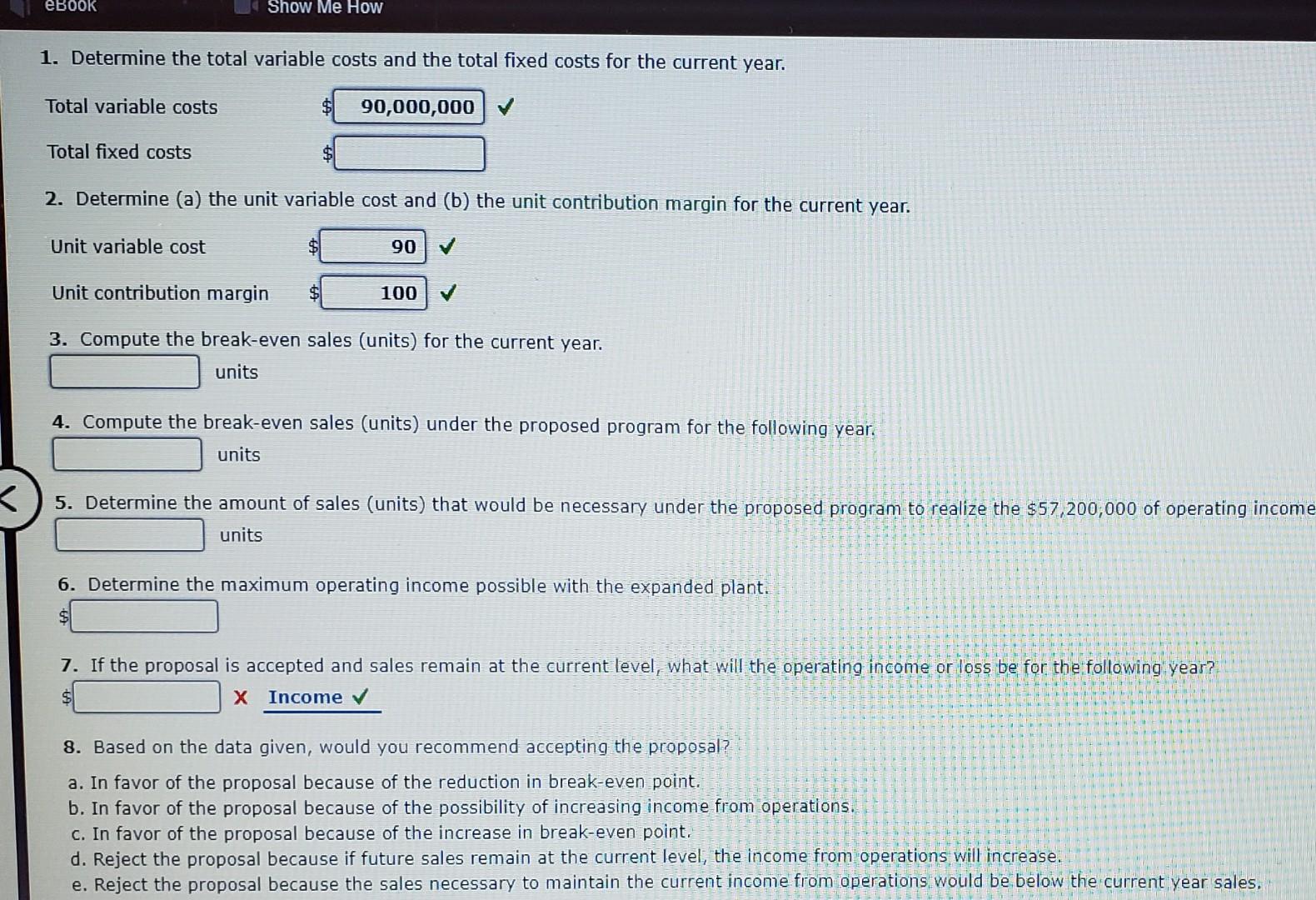 Solved eBOOK Show Me How 1. Determine the total variable | Chegg.com
