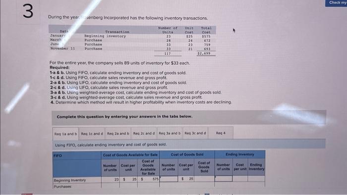 Solved 3. Using weighted-average cost, calculate ending