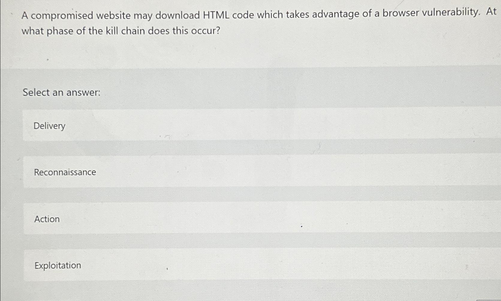 Solved A compromised website may download HTML code which | Chegg.com