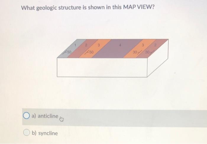 Solved What geologic structure is shown in this MAP VIEW? 2 | Chegg.com