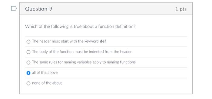 Solved D Question 4 1 pts What will be the output of the | Chegg.com