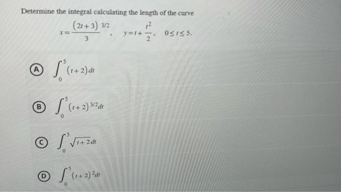 Solved Determine the integral calculating the length of the | Chegg.com