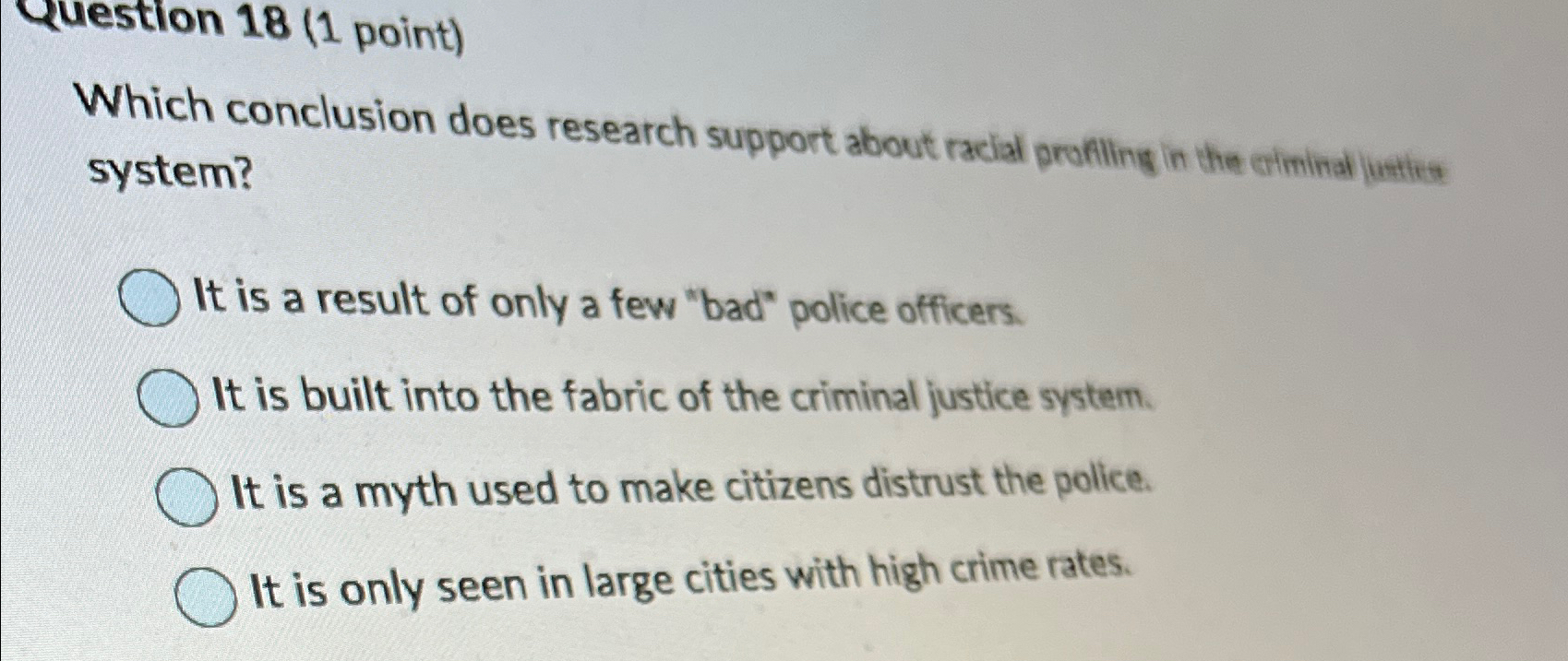 Solved Question 18 (1 ﻿point)Which conclusion does research | Chegg.com