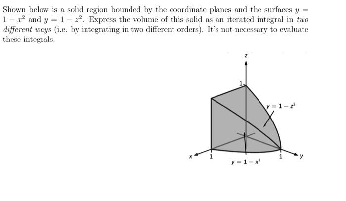 Solved Shown below is a solid region bounded by the | Chegg.com