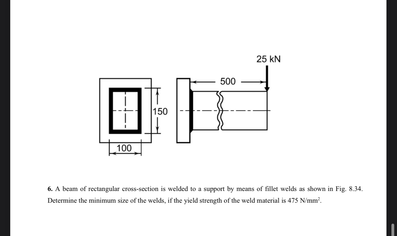 Solved A beam of rectangular cross-section is welded to a | Chegg.com