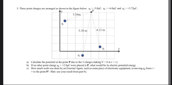 Solved Three point charges are arranged as shown in the | Chegg.com