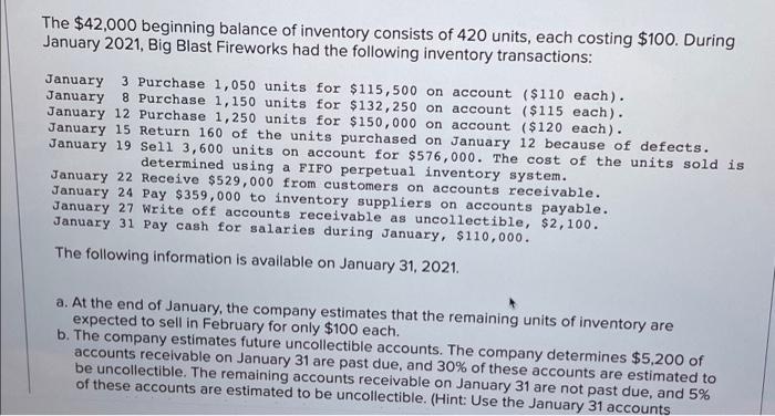 Solved Big Blast Fireworks Multiple-step Income Statement 