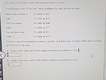 Solved FIFO and LIFO Costs Under Perpetual Inventory | Chegg.com