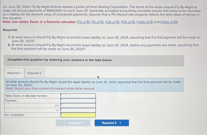 Solved On June 30 2024 Fly By Night Airlines Leased A Chegg Com   Image