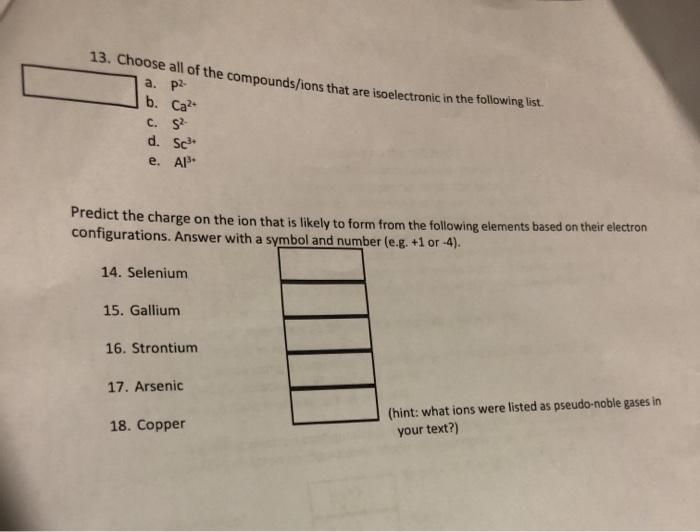 Solved 13. Choose all of the compounds/ions that are | Chegg.com