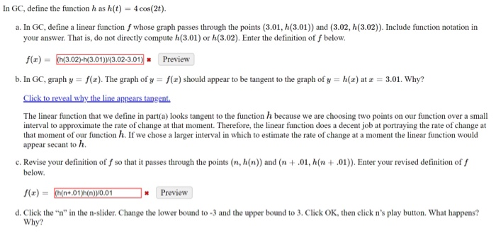 In Gc Define The Function Has H T 4 Cos 2 A Chegg Com