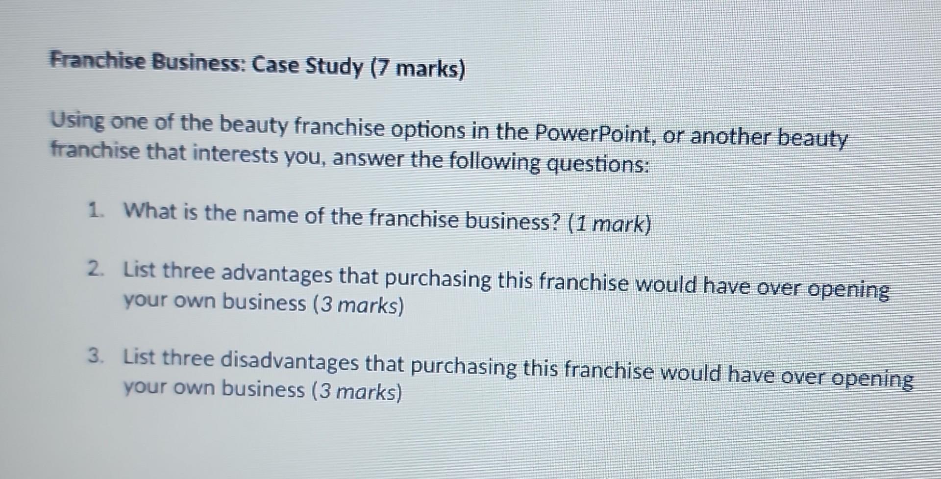 case study franchise business