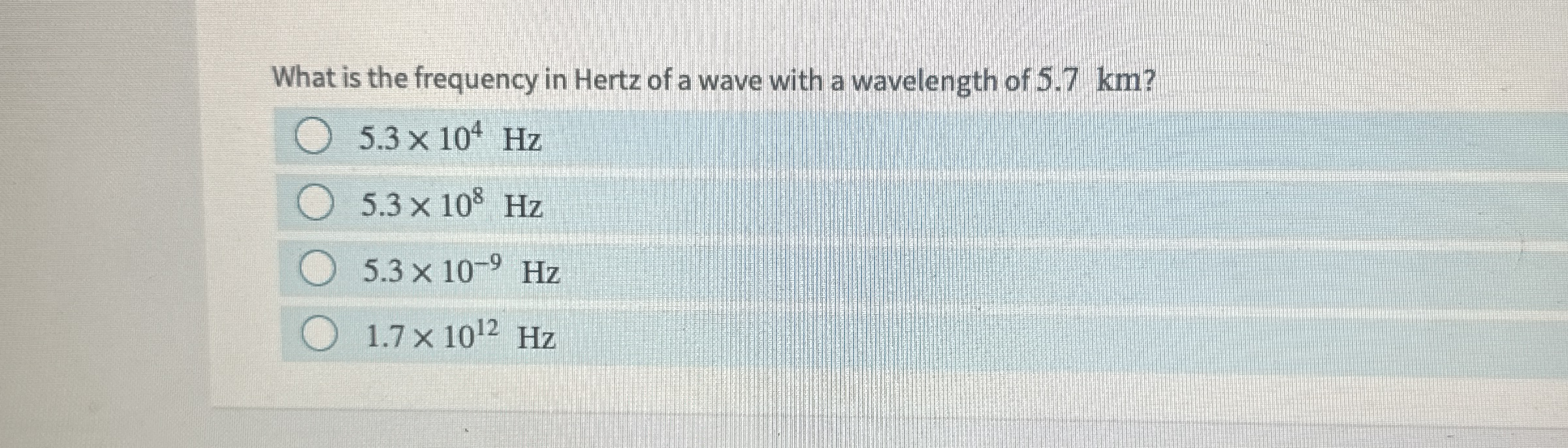 Solved What is the frequency in Hertz of a wave with a | Chegg.com