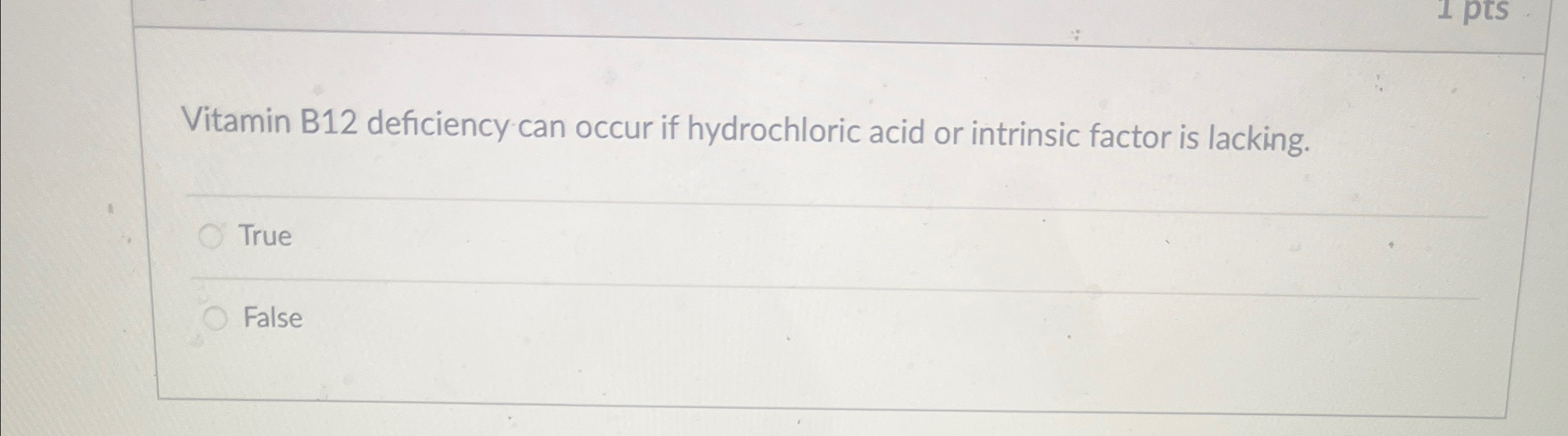 Solved Vitamin B12 ﻿deficiency Can Occur If Hydrochloric | Chegg.com