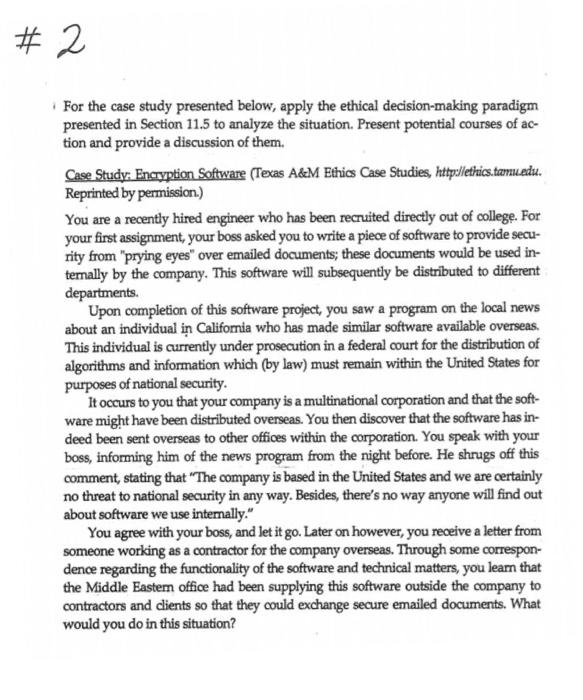 Solved 2 For the case study presented below, apply the