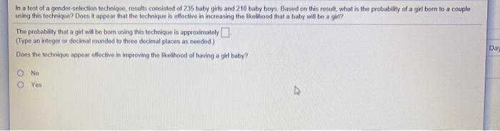 Solved In a test of a gender-selection technique, results | Chegg.com