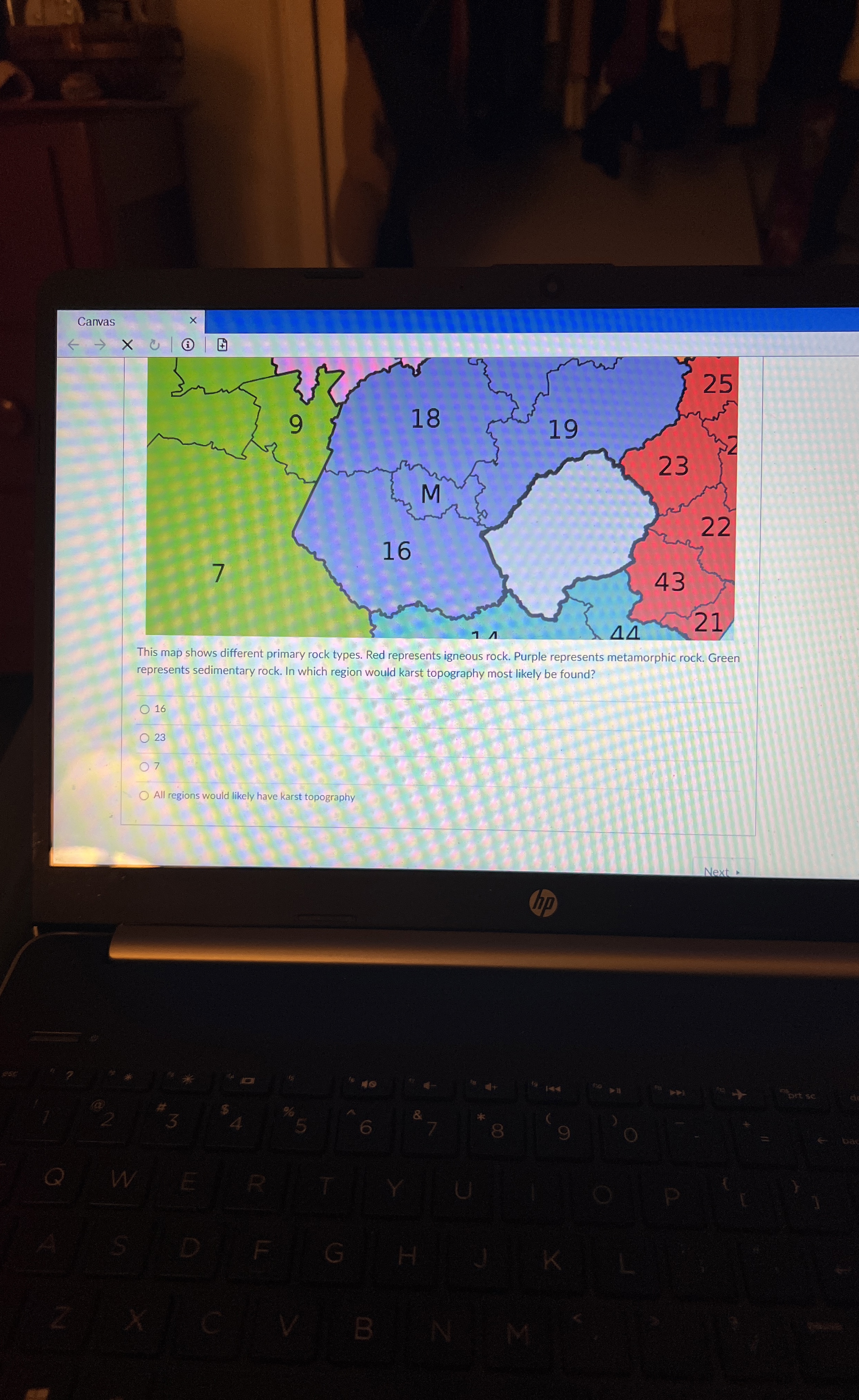 Solved This map shows different primary rock types. Red | Chegg.com