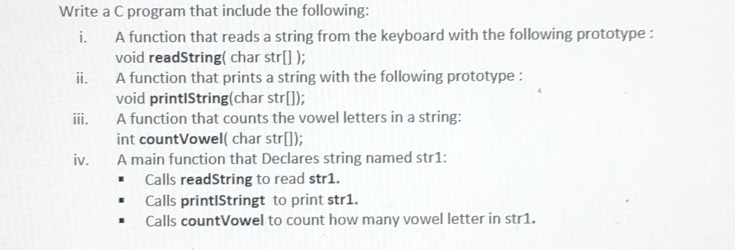 Solved Write a C program that include the following:i. ﻿A | Chegg.com