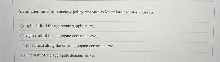 Solved An inflation-induced monetary policy response to | Chegg.com