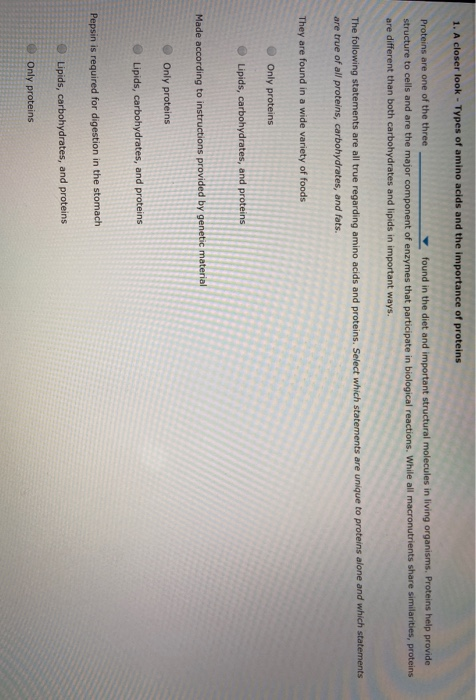Solved 1. A closer look - Types of amino acids and the | Chegg.com