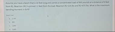 Solved Assume you have a beam that is 16 ﻿feet long and | Chegg.com