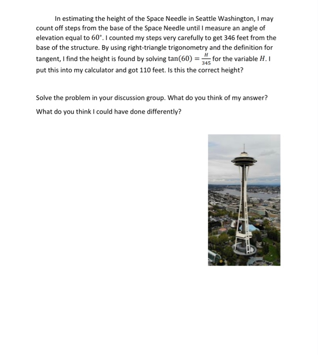 Measuring the Space Needle, or Why Triangles Are Awesome