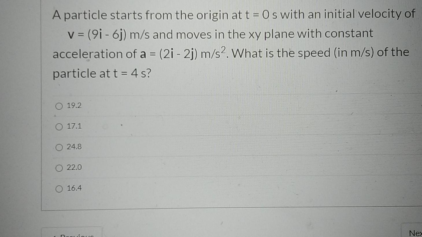 Solved A particle starts from the origin at t = 0s with an | Chegg.com