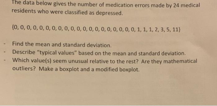 Solved The data below gives the number of medication errors | Chegg.com