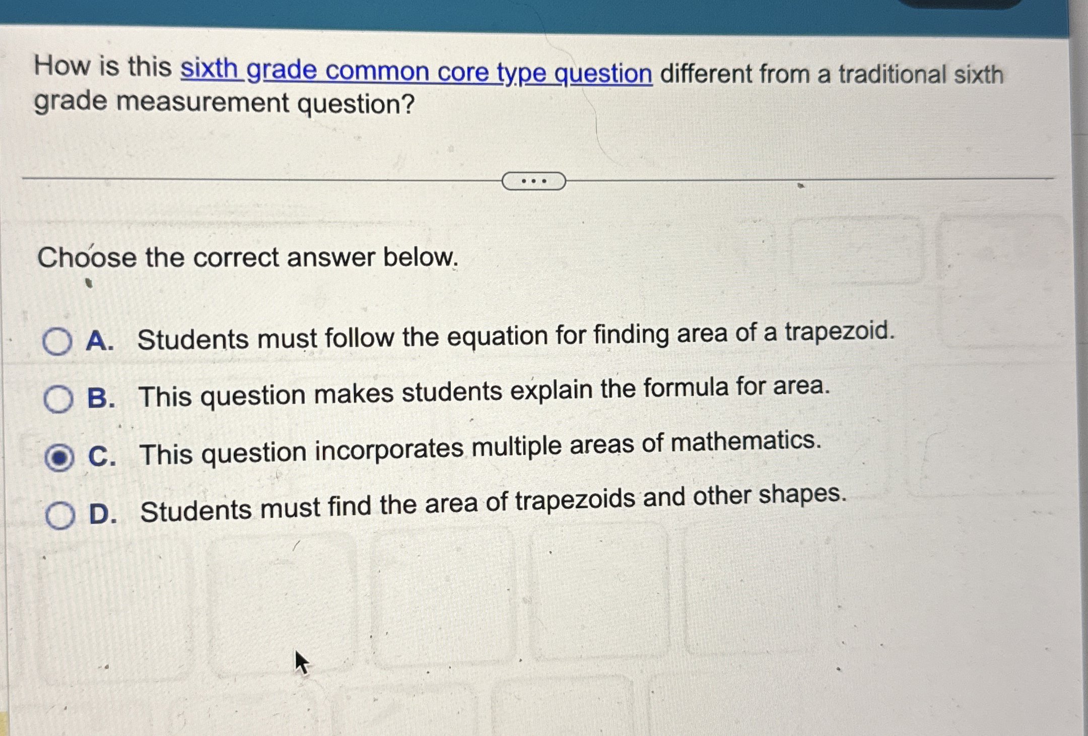 Solved How is this sixth grade common core type question | Chegg.com