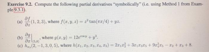 Solved Exercise 9.2. Compute the following partial | Chegg.com