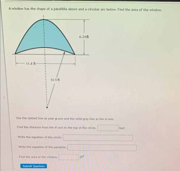 Solved A window has the shape of a parabola above and a | Chegg.com