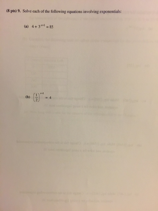 Solved (8 pts) 9. Solve each of the following equations | Chegg.com