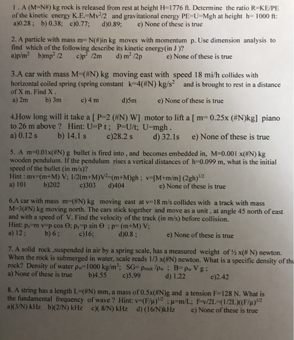 Solved 1 A M N Kg Rock Is Released From Rest At Heigh Chegg Com