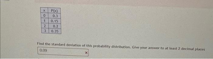 Solved Find the standard deviation of this probability | Chegg.com