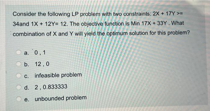 Solved Consider The Following LP Problem With Two | Chegg.com