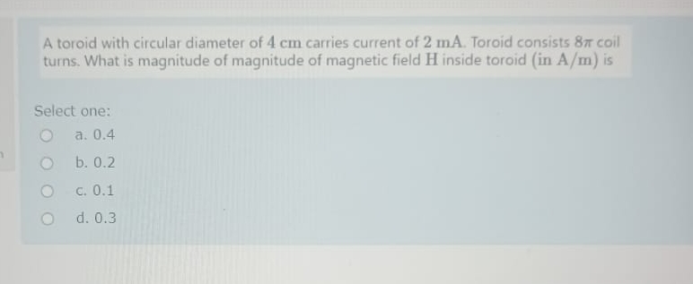 Solved A toroid with circular diameter of 4cm ﻿carries | Chegg.com