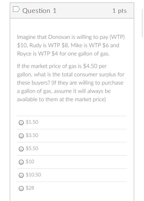 Solved D Question 1 1 pts Imagine that Donovan is willing to | Chegg.com