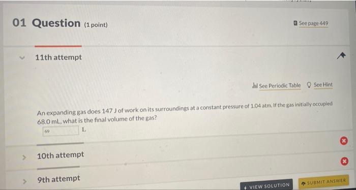 Solved 01 Question (1 point) See page 449 11th attempt Jul | Chegg.com