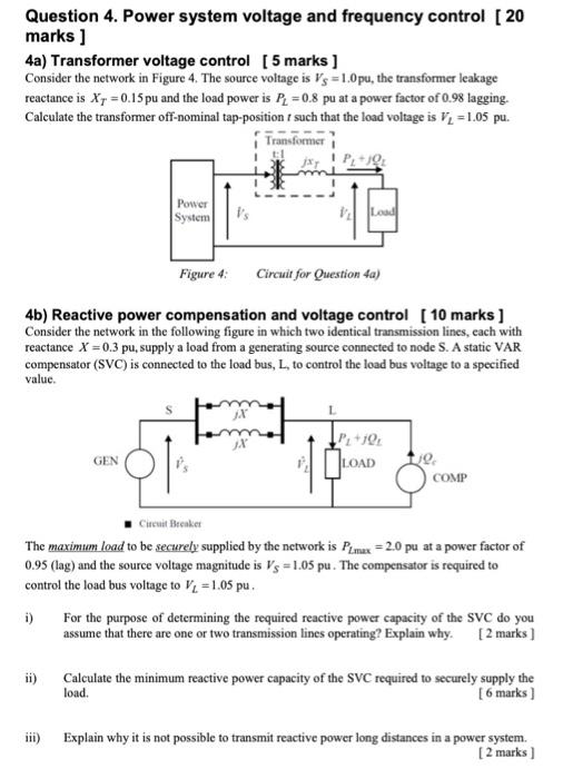 Solved Question 4. Power system voltage and frequency