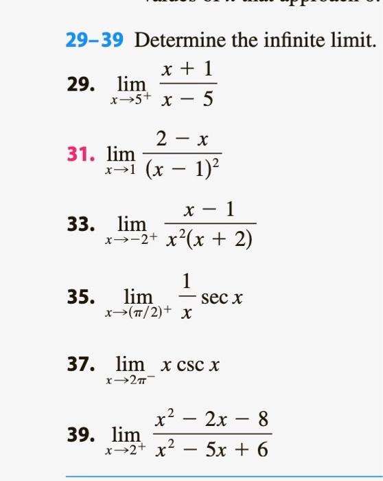 Solved 29-39 Determine the infinite limit. x + 1 29. lim | Chegg.com