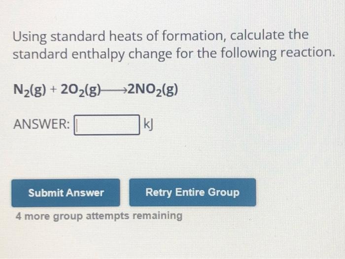Solved Using standard heats of formation, calculate the