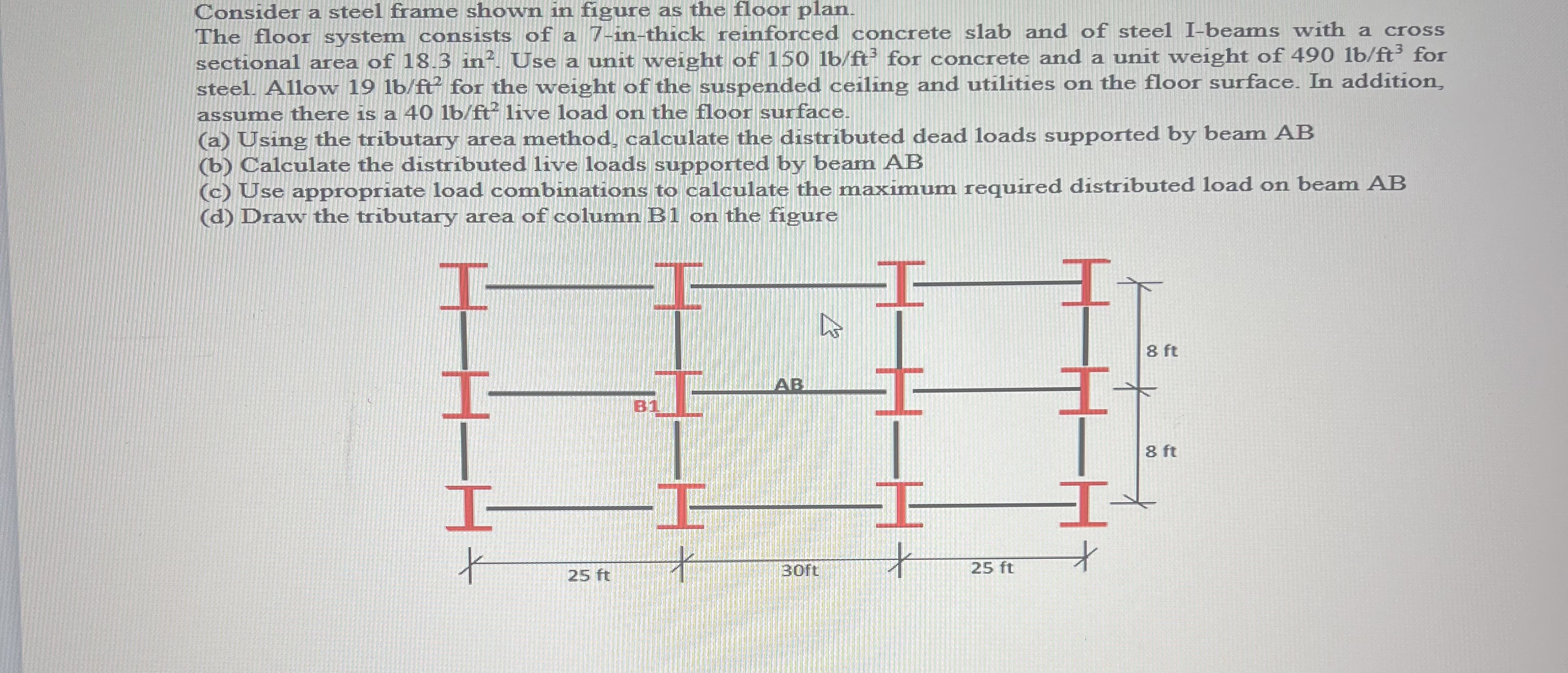 Solved Consider a steel frame shown in figure as the floor | Chegg.com
