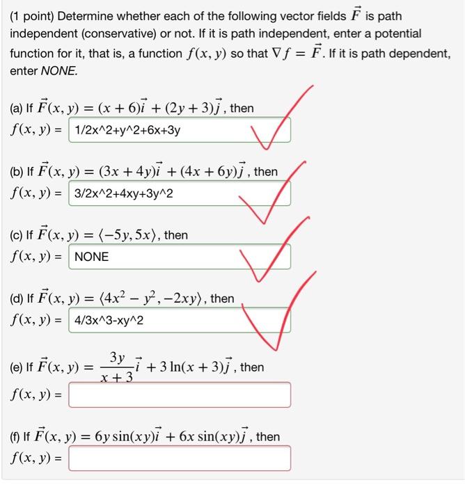 Solved (1 point) Determine whether each of the following | Chegg.com